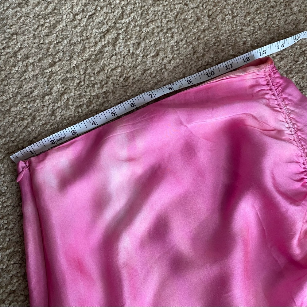 ZARA HOT PINK BARBIE SILKY RUCHE MIDI SKIRT SIZE XS - Picture 8 of 11